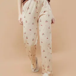 Ginger By Lifestyle Beige Cotton Regular Fit Printed Pyjamas image 1