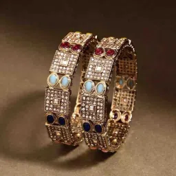 Panash Gold American Diamond Stone Studded Set of 2 Bangles image 1