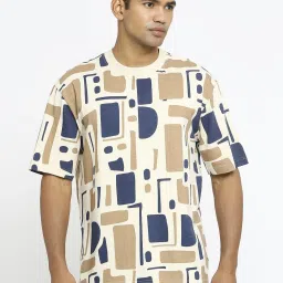 Basics White Cotton Relaxed Fit Printed T-Shirt image 1