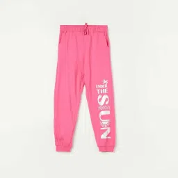Fame Forever by Lifestyle Kids Fuchsia Pink Cotton Printed Trackpants image 1