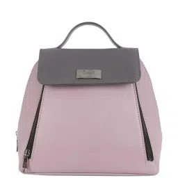Baggit Aristo Pink PU Solid Backpack image 1