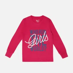 Bodycare Kids Fuchsia Pink Cotton Printed Full Sleeves T-Shirt image 1