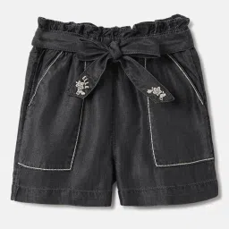 Elle Girls Black Pure Cotton Shorts image 1