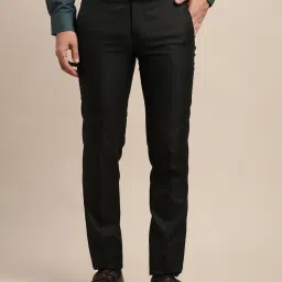 Turtle Black Ultra Slim Fit Self Design Trousers image 1