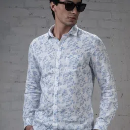 Turtle White Cotton Slim Fit Printed Shirt image 1