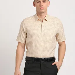 Turtle Beige Cotton Regular Fit Printed Shirt image 1