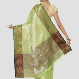Banarasi Silk Works Green Woven Saree With Unstitched Blouse image 2
