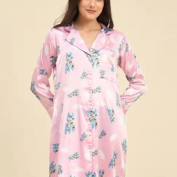The Kaftan Company Pink Regular Fit Printed Night Dress-picture-9