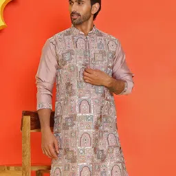 Jompers Peach Regular fit Embroidered Kurta image 1