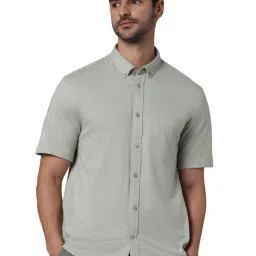 celio celio* Sage Green Regular Fit Cotton Shirt image 1