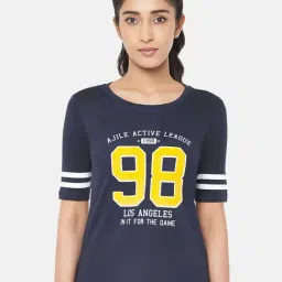 Ajile by Pantaloons Navy Cotton Graphic Print T-Shirt-picture-39