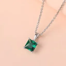 Ornate Jewels 925 Silver Square Green Emerald Necklace for Women-picture-19