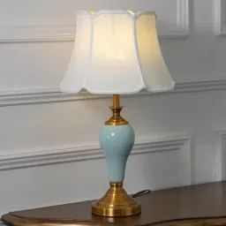 Whispering Homes Sky Blue Rioga Ceramic Table Lamp With White Shade image 2