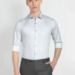 Arrow Grey Cotton Slim Fit Printed Shirt-image-26