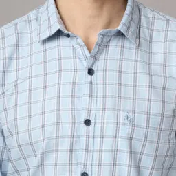 Cantabil Sky Blue Regular Fit Check Shirt image 4