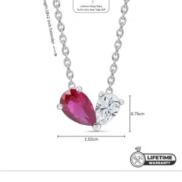 Ornate Jewels 925 Silver Pear Red Ruby and American Diamond Toi Et Moi Necklace for Women image 5