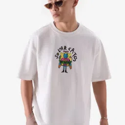 The Souled Store White Cotton Loose Fit Printed T-Shirt-picture-19