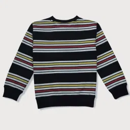 Gini & Jony Kids Black & White Cotton Striped Full Sleeves Sweatshirt image 2