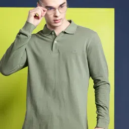 Hancock Green Cotton Slim Fit Solid Polo T-Shirts-picture-26