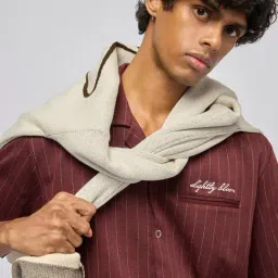 nuon men Nuon by Westside Wine Pinstriped Relaxed-Fit Shirt image 1