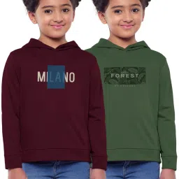 HELLCAT Green & Maroon Printed Full Sleeves Sweatshirt(Pack Of 2) image 1