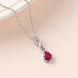 Ornate Jewels 925 Silver 0.8 Carat Pear Red Ruby Solitaire Necklace for Women-image-48