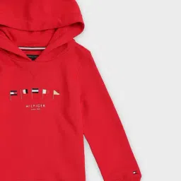 Tommy Hilfiger Kids Red Cotton Regular Fit Hooded Sweatshirt image 4