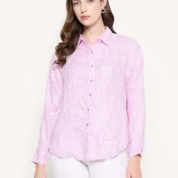 MADAME Purple Abstract Shirt-image-40