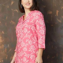 Melange By Lifestyle Pink Regular Fit Floral Print Tunic-picture-9