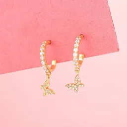 GIVA 92.5 Sterling Silver Golden Cute Butterfly Drop Earrings for Women image 2