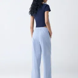 Superstar by Westside Blue Striped High-Rise Cotton Pants image 2
