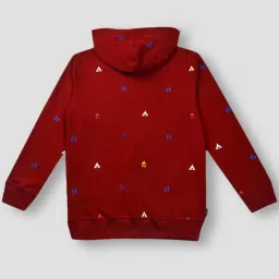 Gini & Jony Kids Red Printed Full Sleeves Hoodie image 2