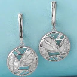 Mia by Tanishq 925 Silver Mother of Pearl Charming Silver Hoop Earrings-image-15