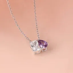 Ornate Jewels 925 Silver Purple Amethyst Toi Et Moi Necklace for Women-picture-32