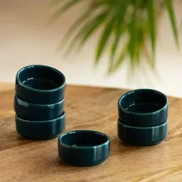 ExclusiveLane Teal Forest Dark Teal Ceramic Hand Glazed Dip Bowls (0.03 L) - Set of 6-picture-28