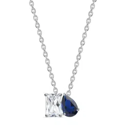 Ornate Jewels 925 Silver Blue Sapphire Toi Et Moi Necklace for Women-picture-13