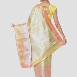 Banarasi Silk Works Yellow Woven Saree With Unstitched Blouse image 2