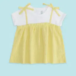 Pantaloons Junior White & Yellow Cotton Printed Top-picture-18