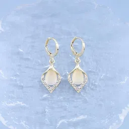 CareDone Gold-Plated Artificial Stones Studded Contemporary Shaped Korean Drop Earrings image 2