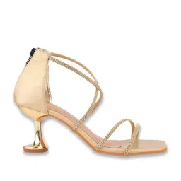 Shoetopia Women's Golden Ankle Strap Sandals image 2
