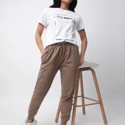 R&B Brown Cotton Mid Rise Joggers image 3