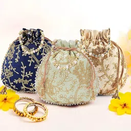 Kuber Industries Set of 3 Embroidered Potli Bags-image-89