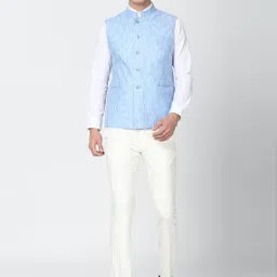 Van Heusen Blue Slim Fit Printed Reversible Nehru Jackets image 5