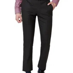 Park Avenue Brown Regular Fit Checks Trousers-picture-25