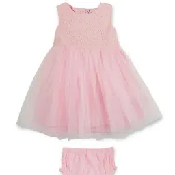 GJ baby Pink Self Design Dress with Bloomers-picture-13