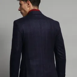 Monte Carlo Navy Blue Pure Wool Regular Fit Checks Blazer image 2