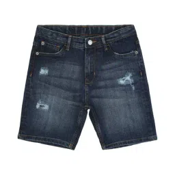 Peter England Kids Blue Distressed Shorts-picture-33