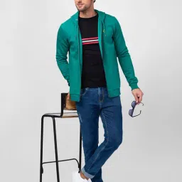 Being Human Green Regular Fit Printed Hooded Sweatshirt image 5