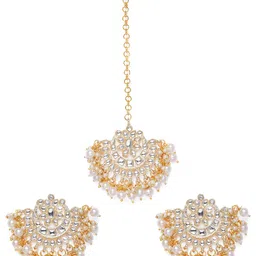 Zaveri Pearls Gold Toned Kundan & Pearls Jewellery Set-image-86