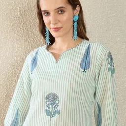 Indo Era Women Printed Regular Pure Cotton Kurta with Trousers-picture-22